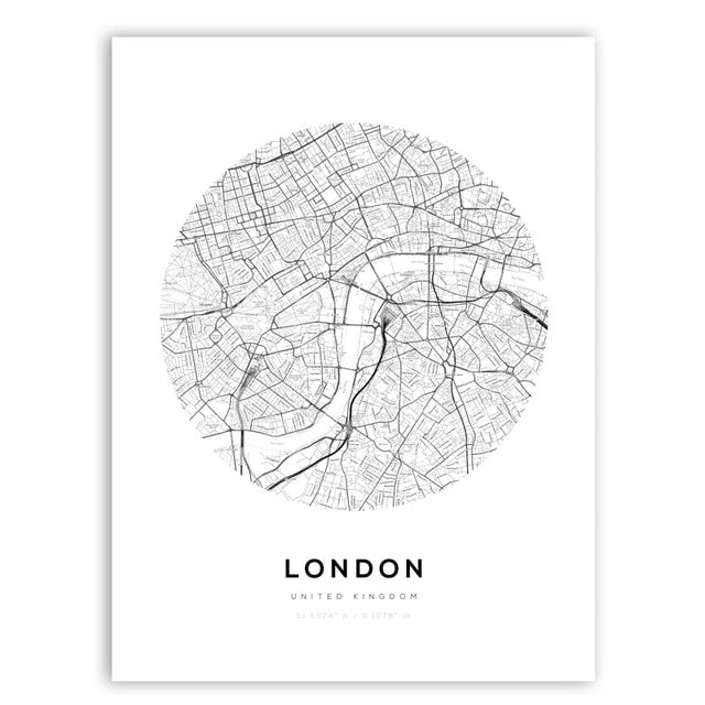 Wall Art de mapa de la ciudad de Londres