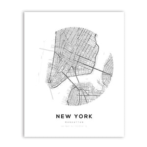 Wall Art de mapa de la ciudad de New York