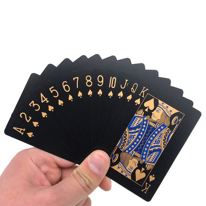 Set de cartas para Póker color dorado y azul