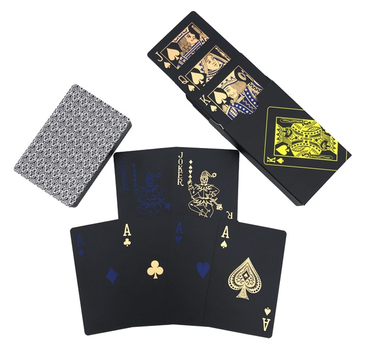 Set de cartas para Póker color dorado y azul