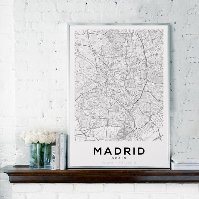 Wall Art de mapa de la ciudad de Madrid