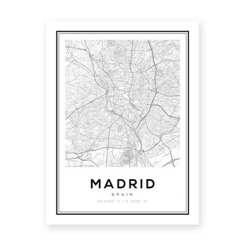 Wall Art de mapa de la ciudad de Madrid