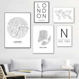 Wall Art de mapa de la ciudad de Londres