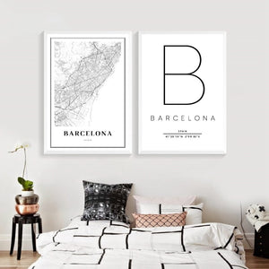 Wall Art de mapa de la ciudad de Barcelona