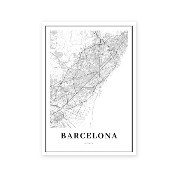 Wall Art de mapa de la ciudad de Barcelona